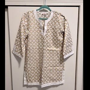 Tunic gold and white cover up size m